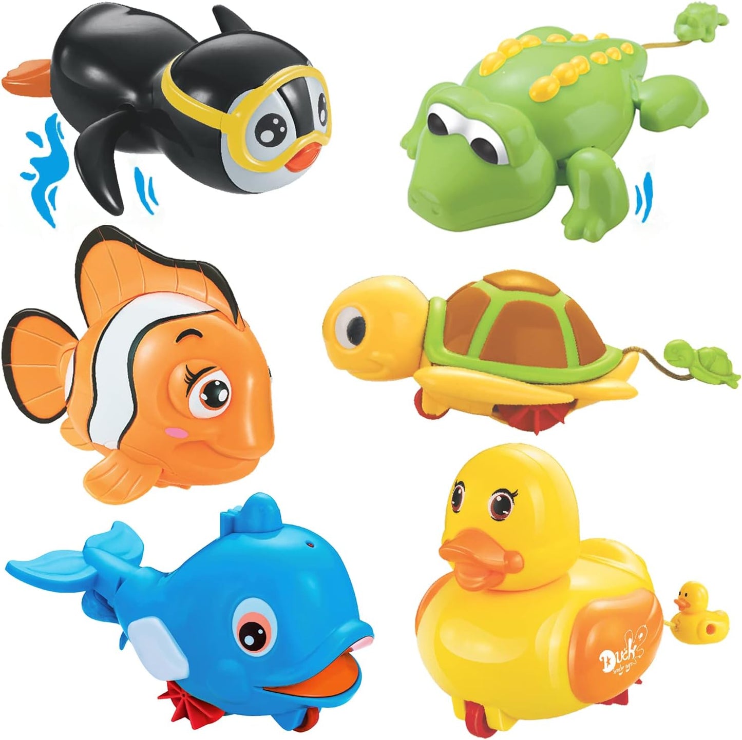 Bathtime Fun: 6 SEA Animals Wind-Up Toys by Liberty Imports