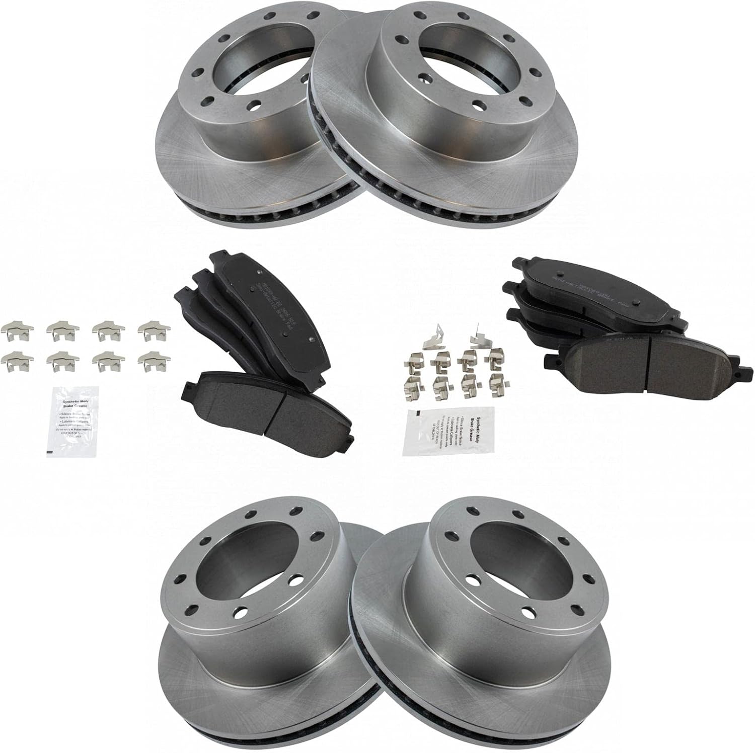 TRQ Front and Rear Brake Pad & Rotor Kit for Ford F-250 Super Duty
