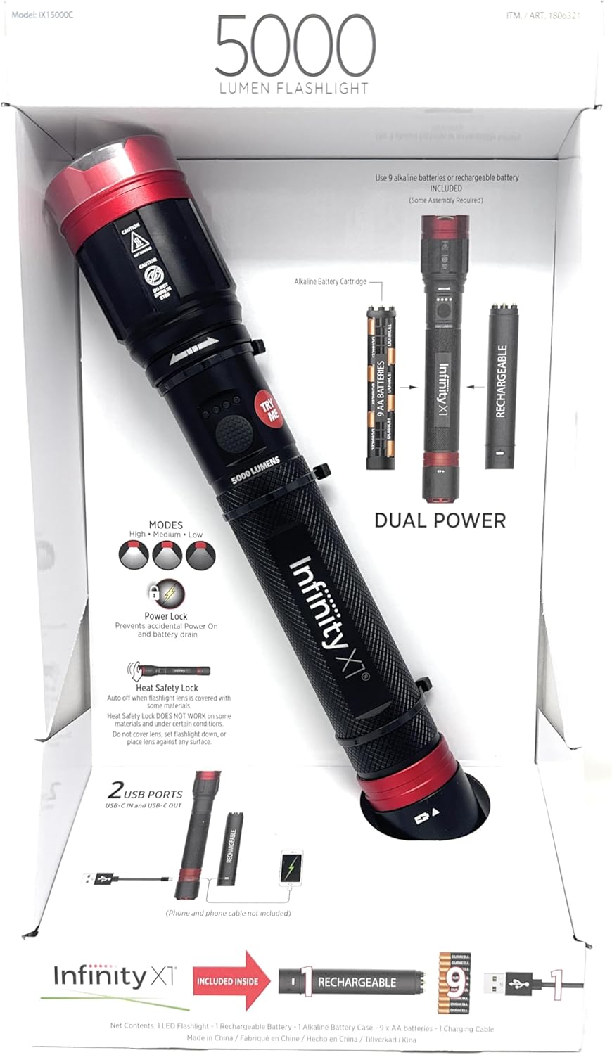 Infinity X1 Dual Power Rechargeable Flashlight 5000 Lumens Review