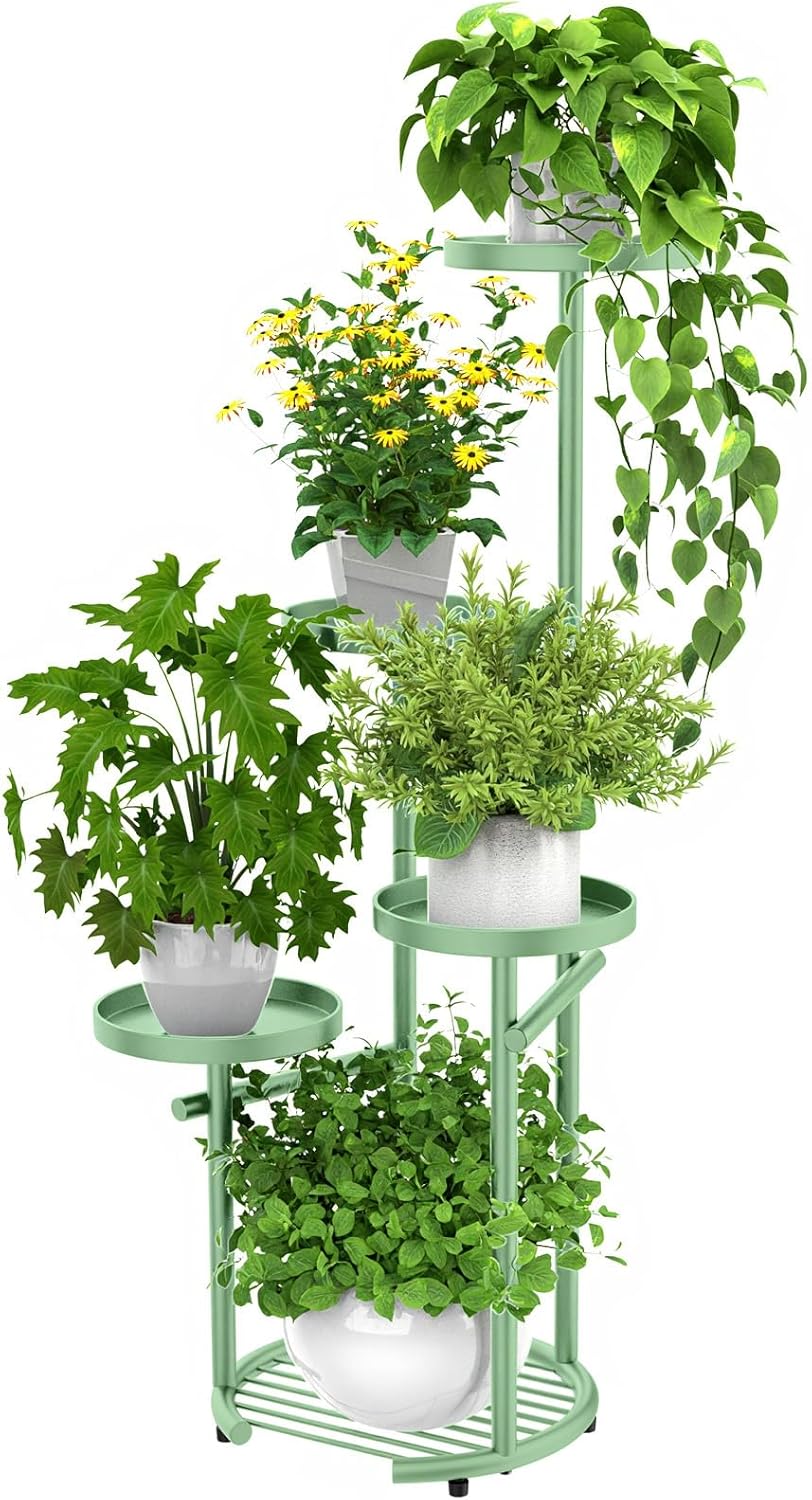 TOSKING 5 Tier Metal Plant Stand for Indoor and Outdoor Use