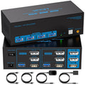 8K@60Hz HDMI DisplayPort KVM Switch 3 Monitors - Dual PC Triple