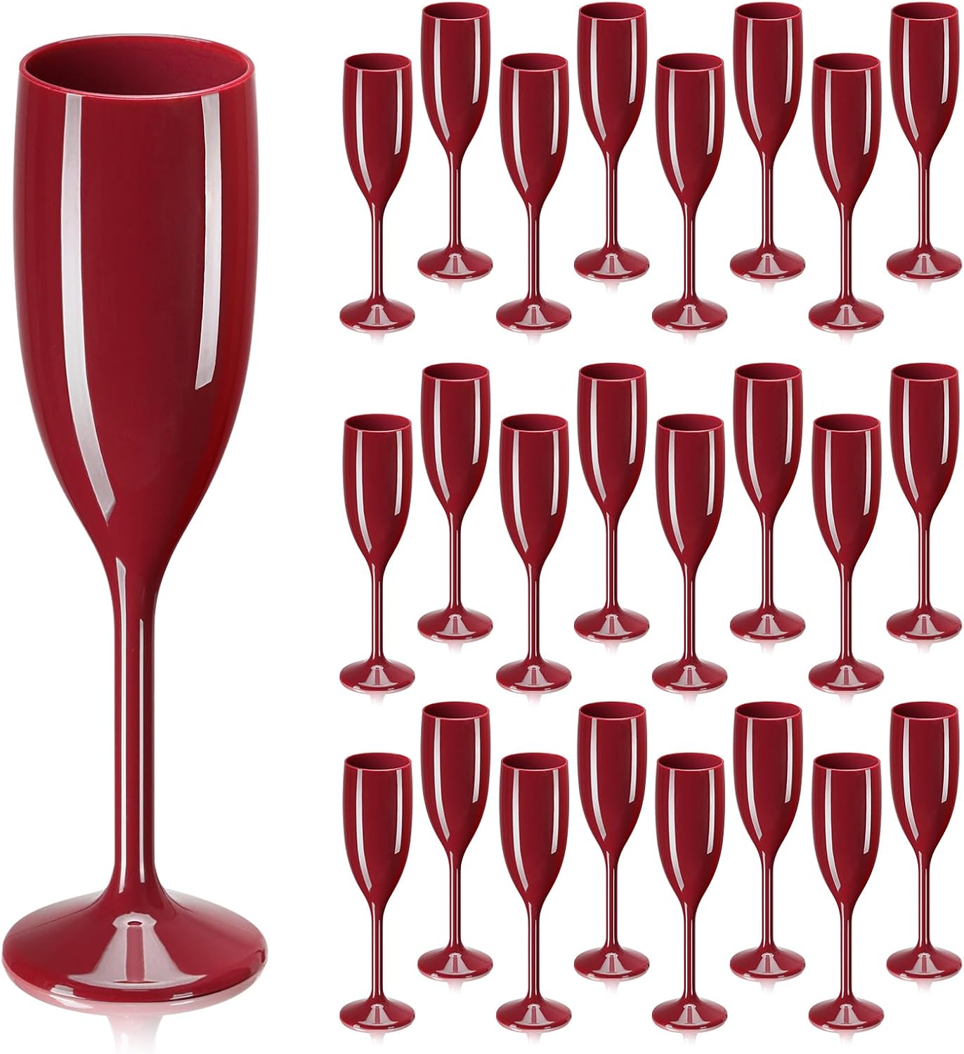 Burgundy Champagne Flute Acrylic Goblet for Weddings and Parties