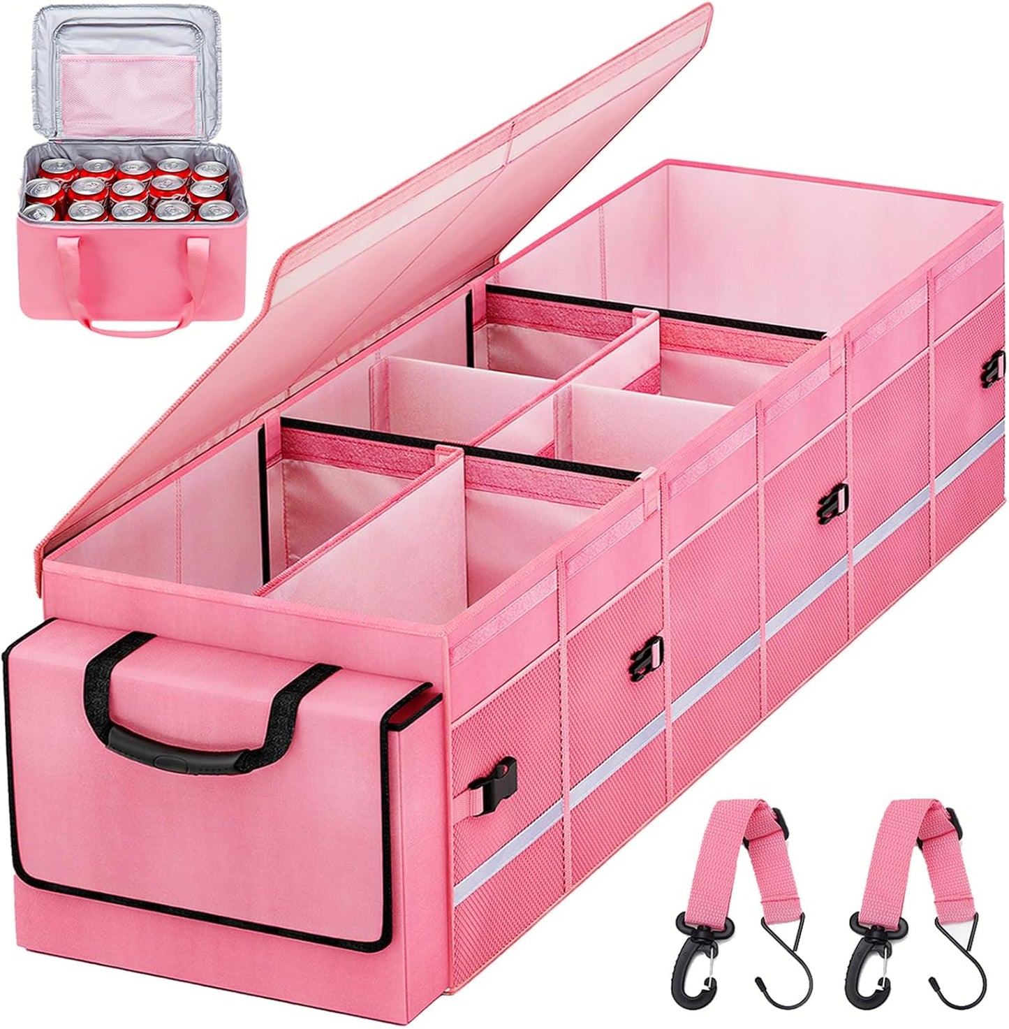 Car Trunk Organizer with Lid & Removable Cooler Bag for SUVs