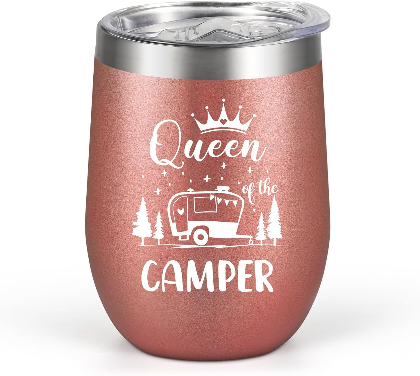 Lifecapido Rose Gold Wine Tumbler - Queen of The Camper