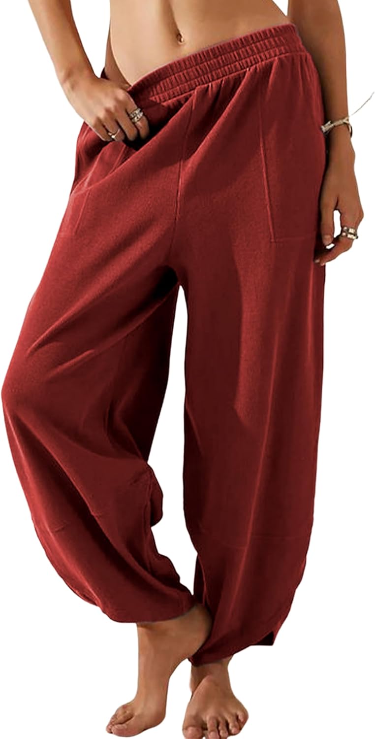 Himosyber Women Cotton Wide Leg Pants for Casual Comfort