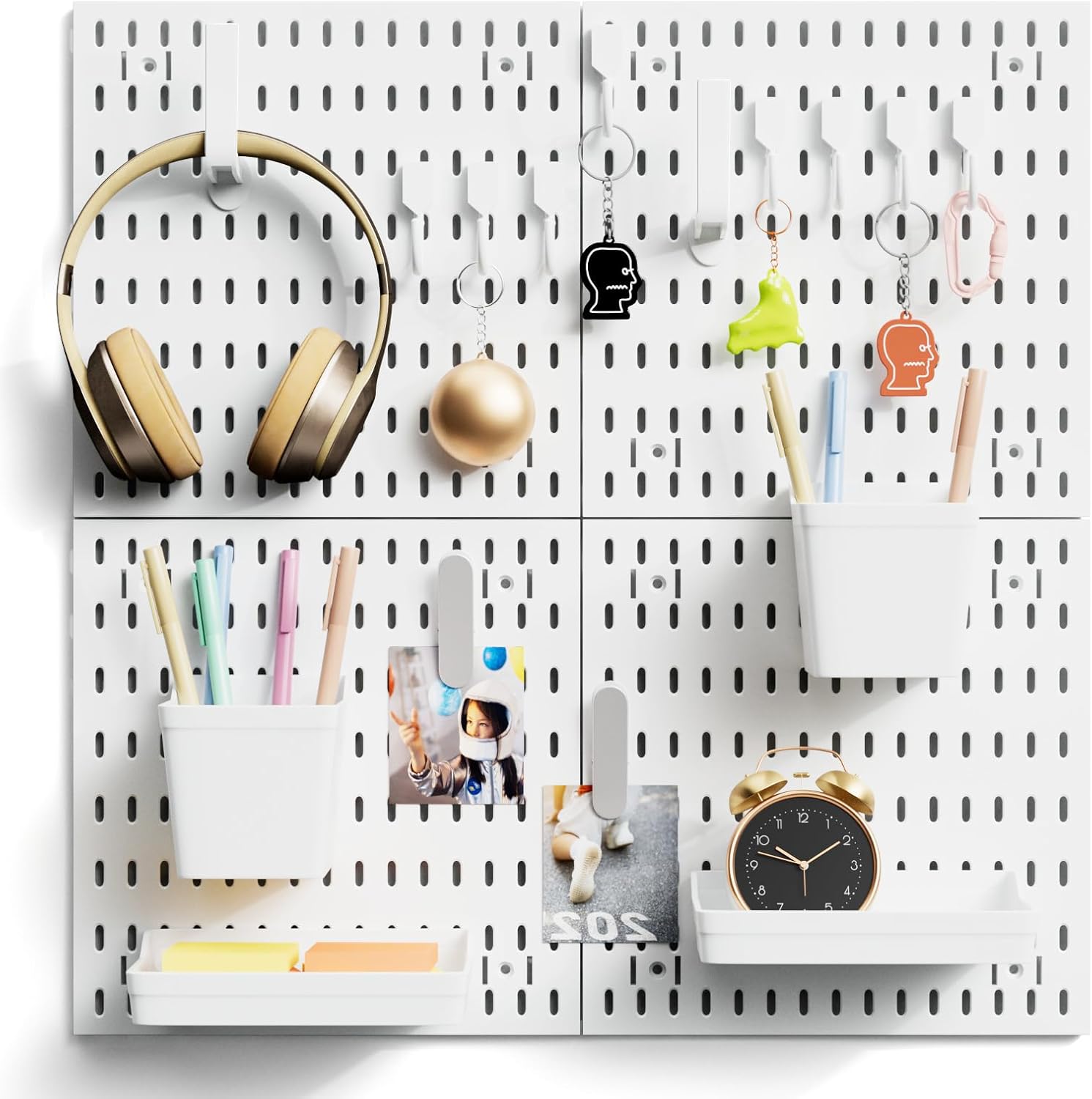 4Pcs White Peg Board Wall Organizer for Craft Room and Garage