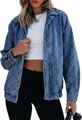 Sidefeel Women's Oversized Denim Jean Jacket - Relaxed Shacket