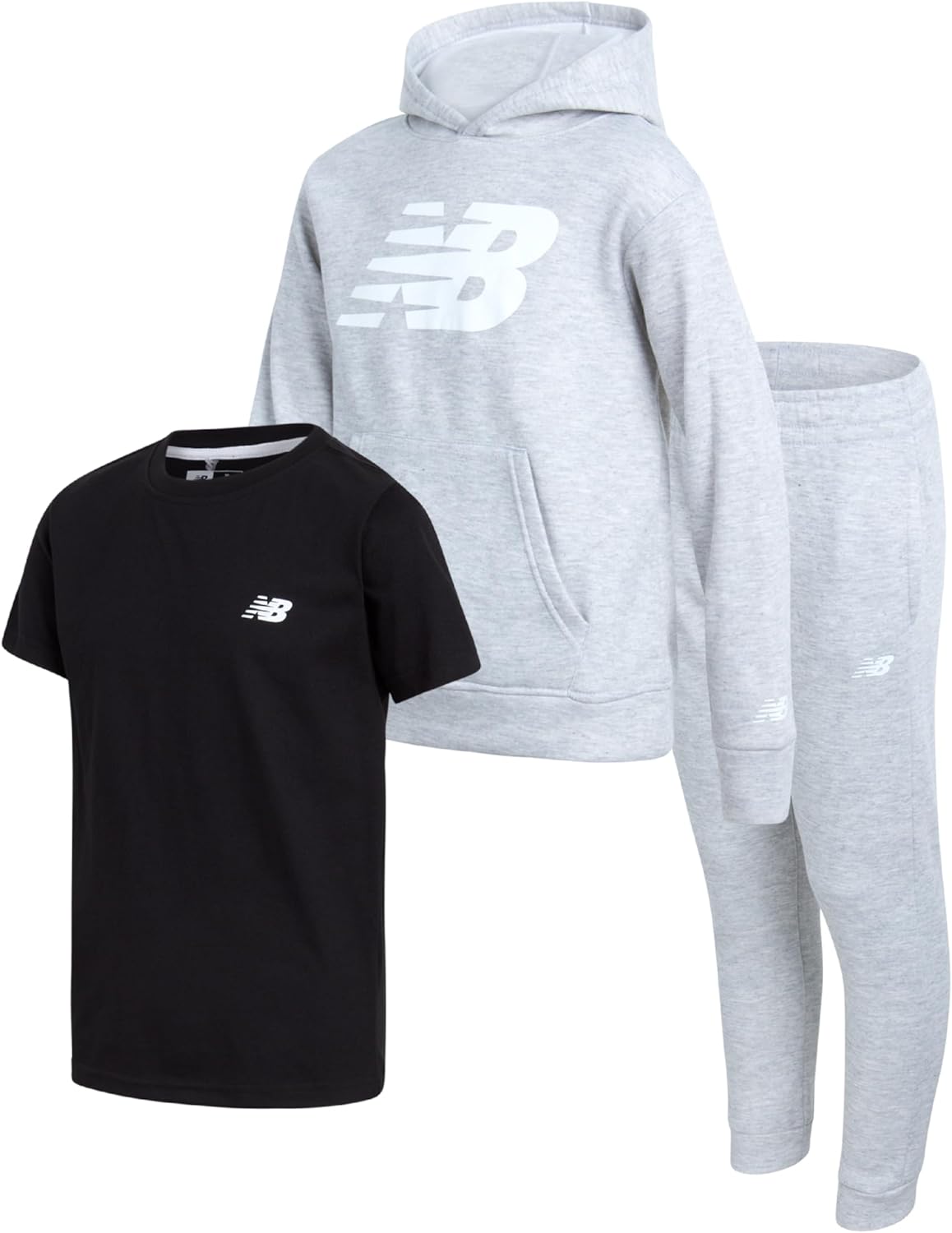 New Balance Boys Sweat Suit Set - 3 Piece Graphic Tee and Hoodie