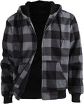 Facitisu Flannel Hoodies for Men Sherpa Lined Heavy Fleece Plaid If
