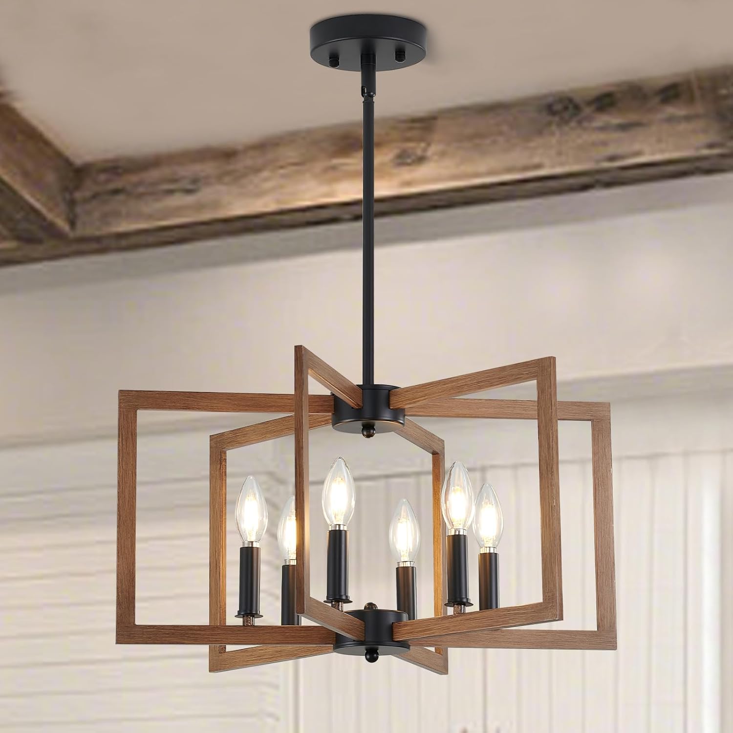 Farmhouse Dining Room Light Fixture, 6-Light Chandelier Style