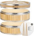 11.8-in Vertical Bamboo Steamer Basket 2-Tier - Space Saving Steamer