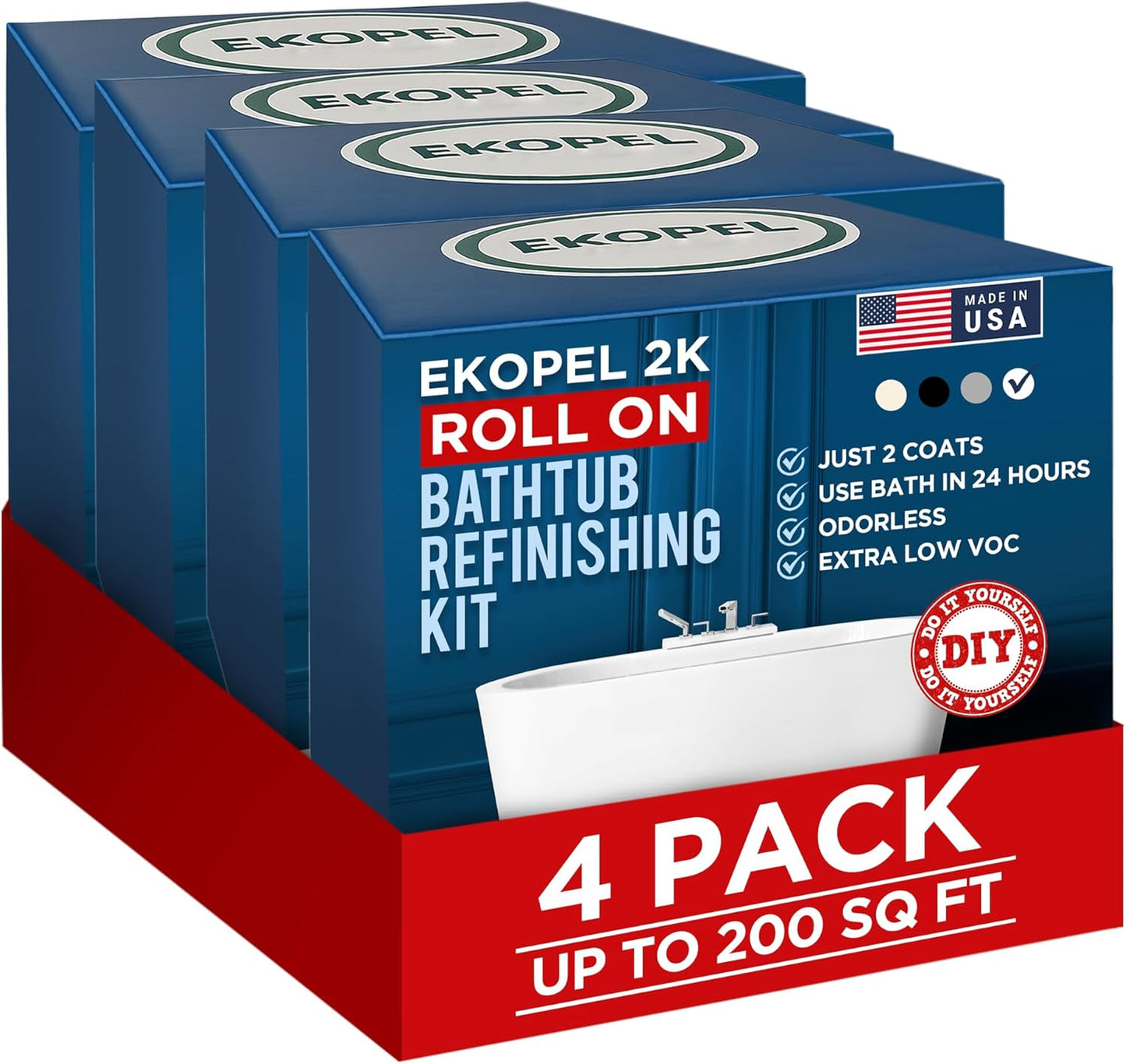 Ekopel Roll On Bathtub Refinishing Kit for Easy DIY Projects