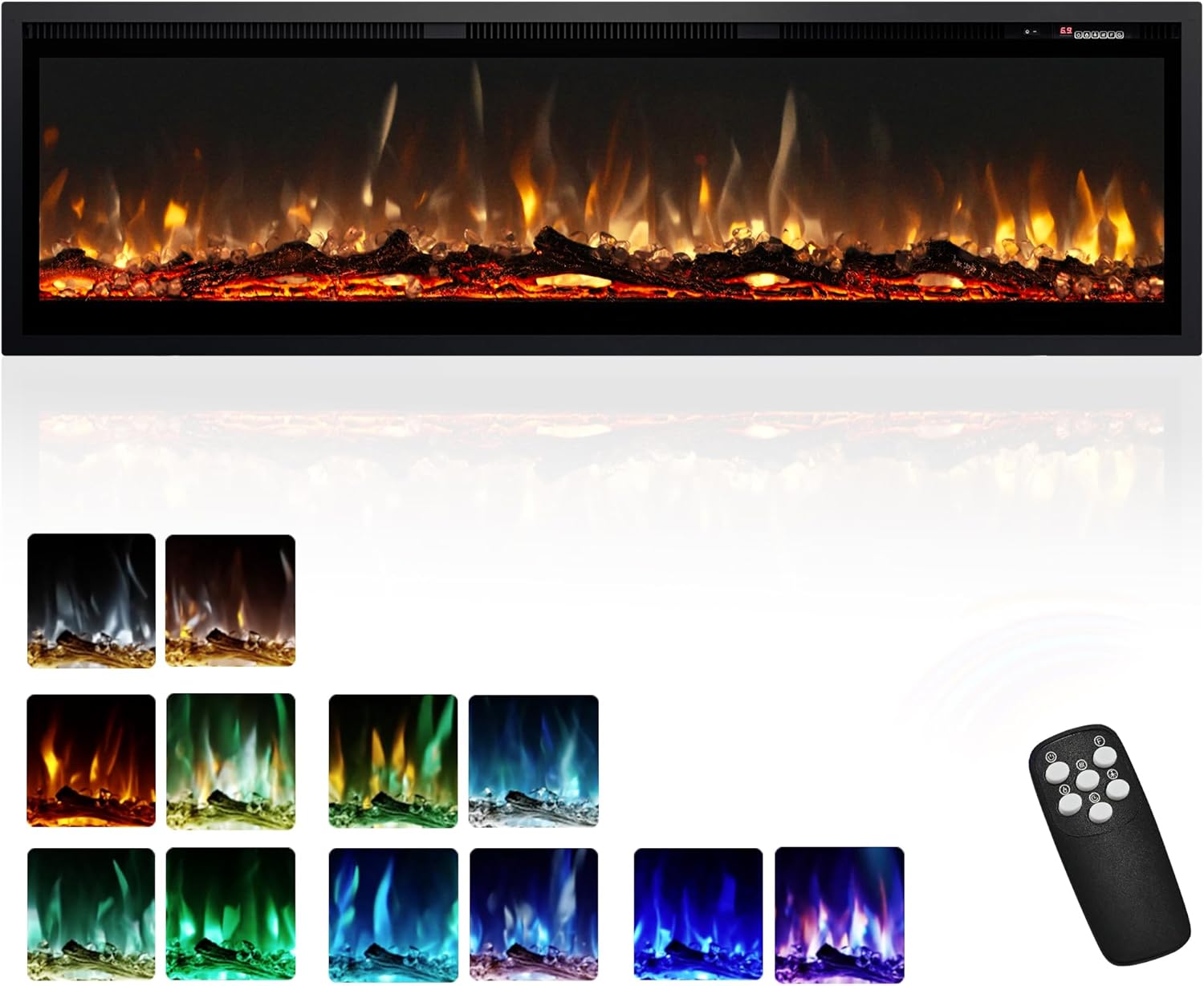 EUHOMY 60 Inch Electric Fireplace with Remote Control Features