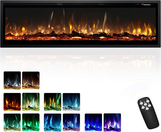 EUHOMY 60 Inch Electric Fireplace with Remote Control Features