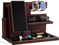 Wood Phone Docking Station for Men - Wooden Nightstand Organizer