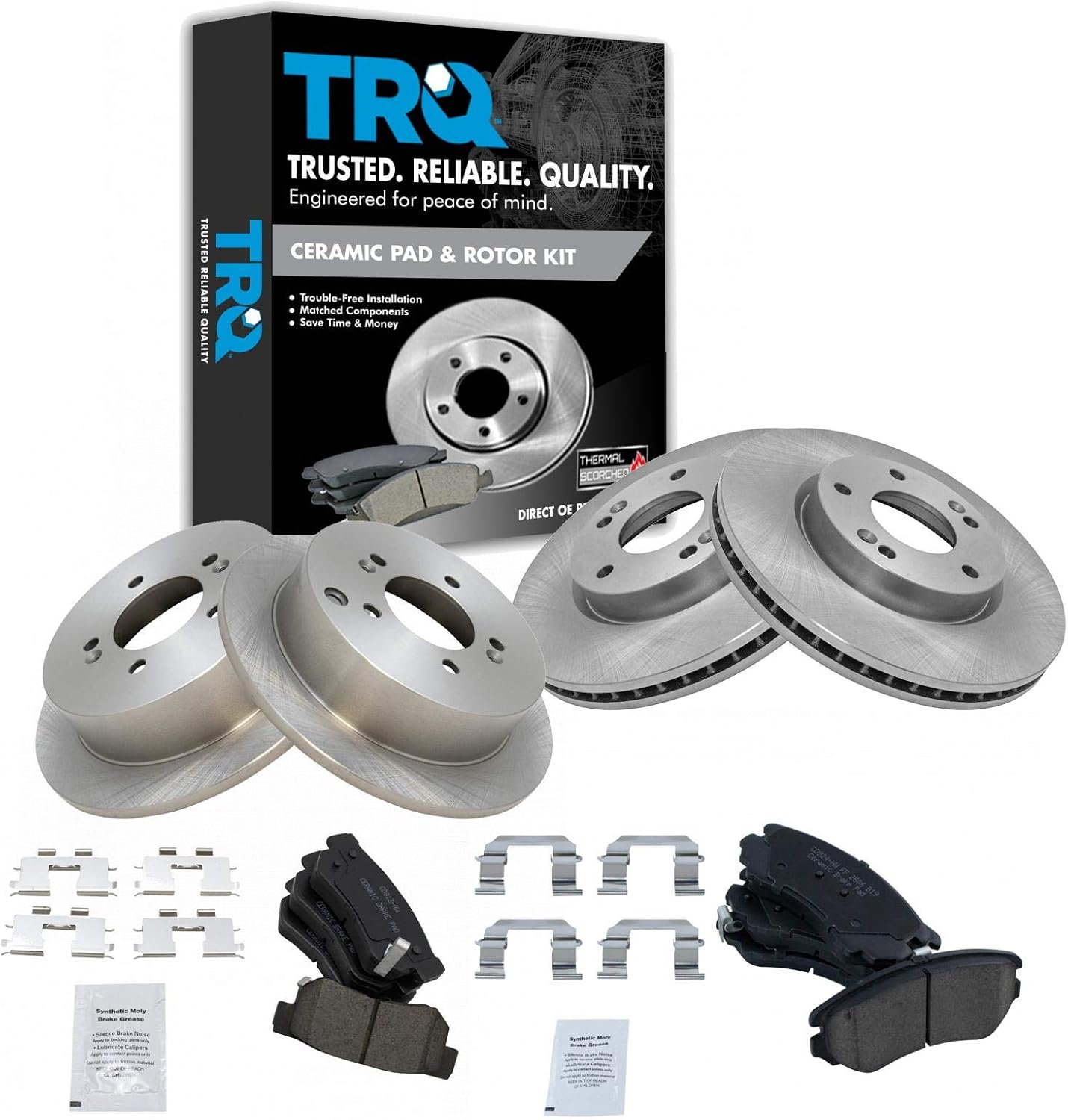 TRQ Brake Pad & Rotor Kit for 2009 Hyundai Tucson & Kia Sportage