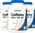 Nutricost Caffeine Pills 200mg Capsules - 3 Bottles, 500 Count Each