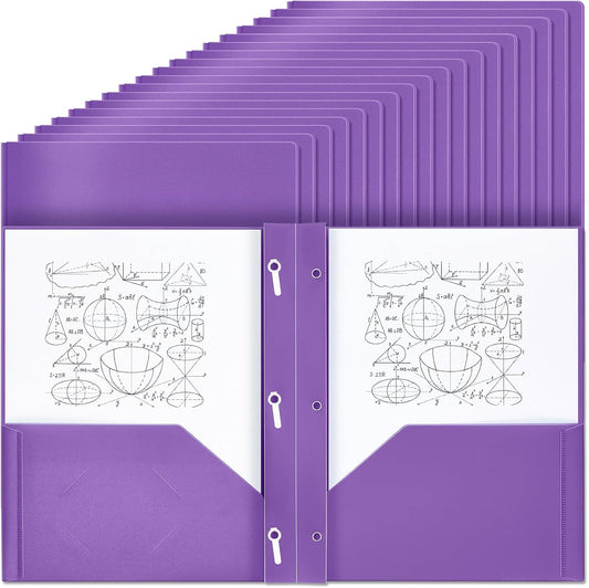 Lincia 100 Pcs Plastic Folders with Pockets for Organization