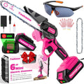 Pink Mini Chainsaw Cordless 6 in - Portable Battery Handheld Tool