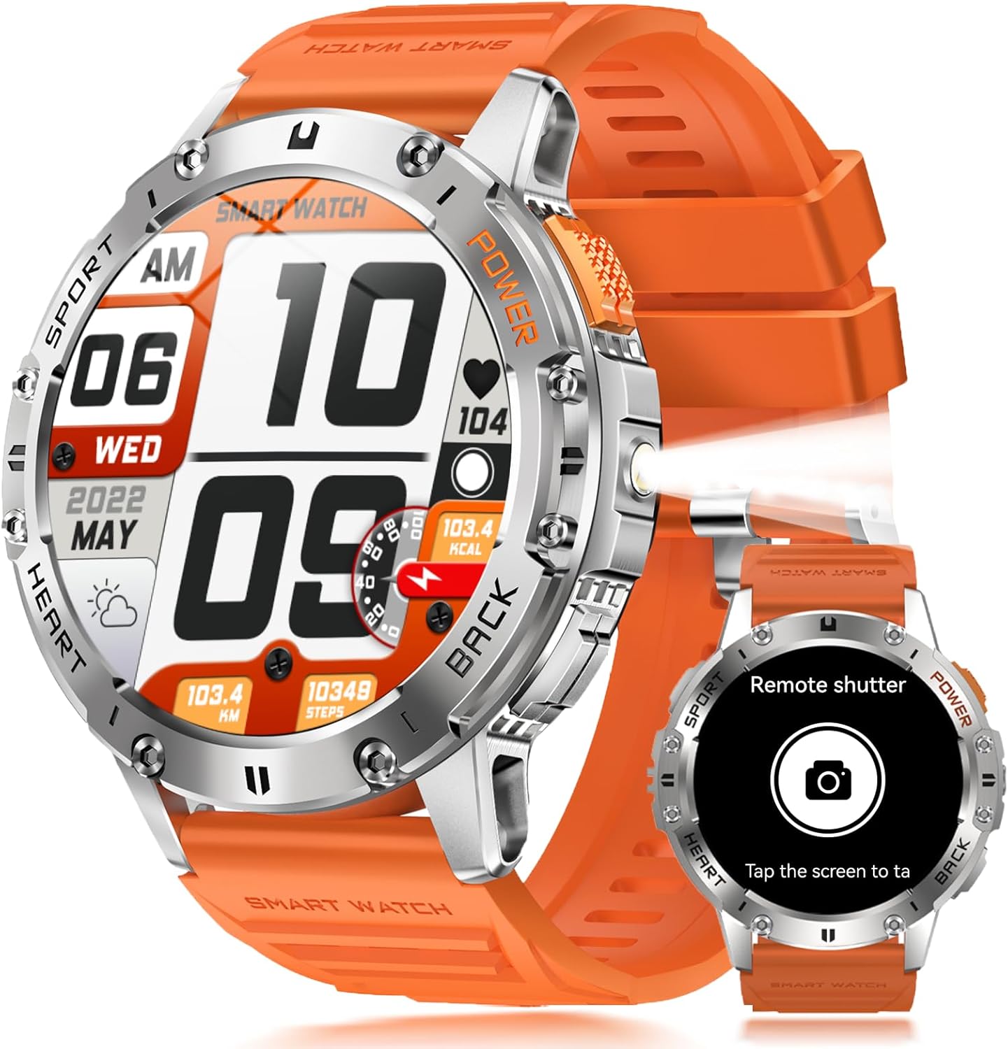 Military Smart Watches for Men with 170+ Sport Modes and Flashlight