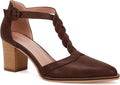 Womens Block Chunky Heels T Strap Dress Shoes - Classic Comfort