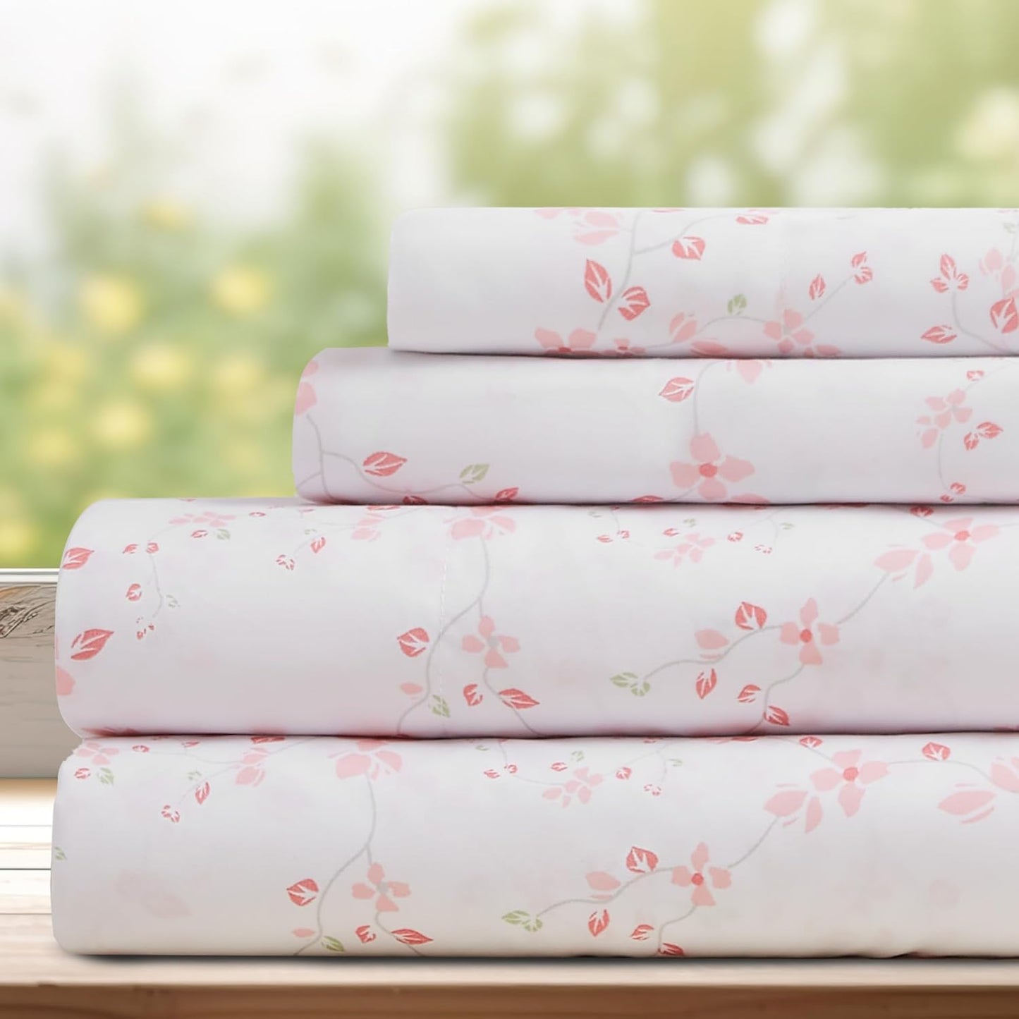 DREAMCARE Queen Size Sheets Set - Soft Floral Cooling Sheets