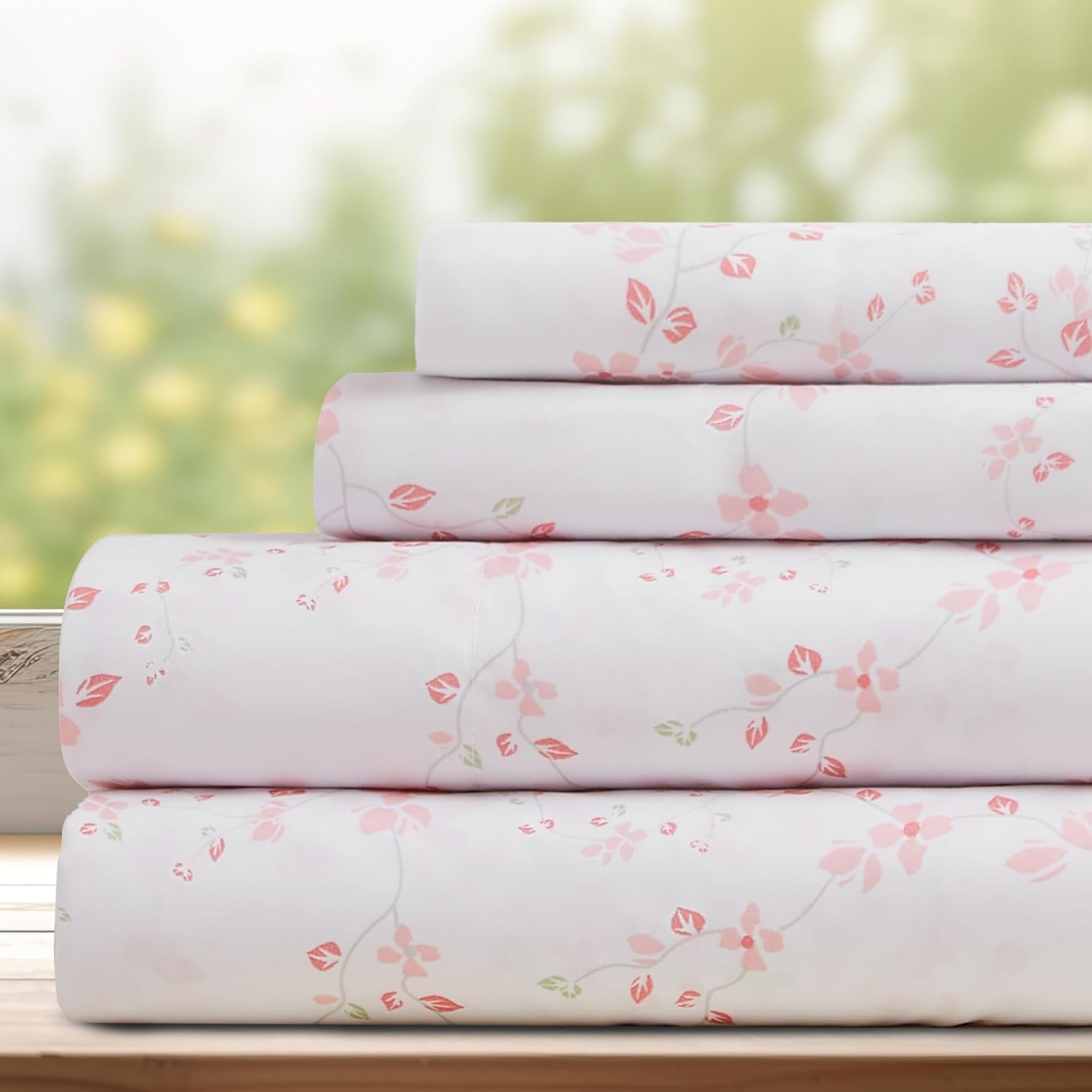 DREAMCARE Queen Size Sheets Set - Soft Floral Cooling Sheets