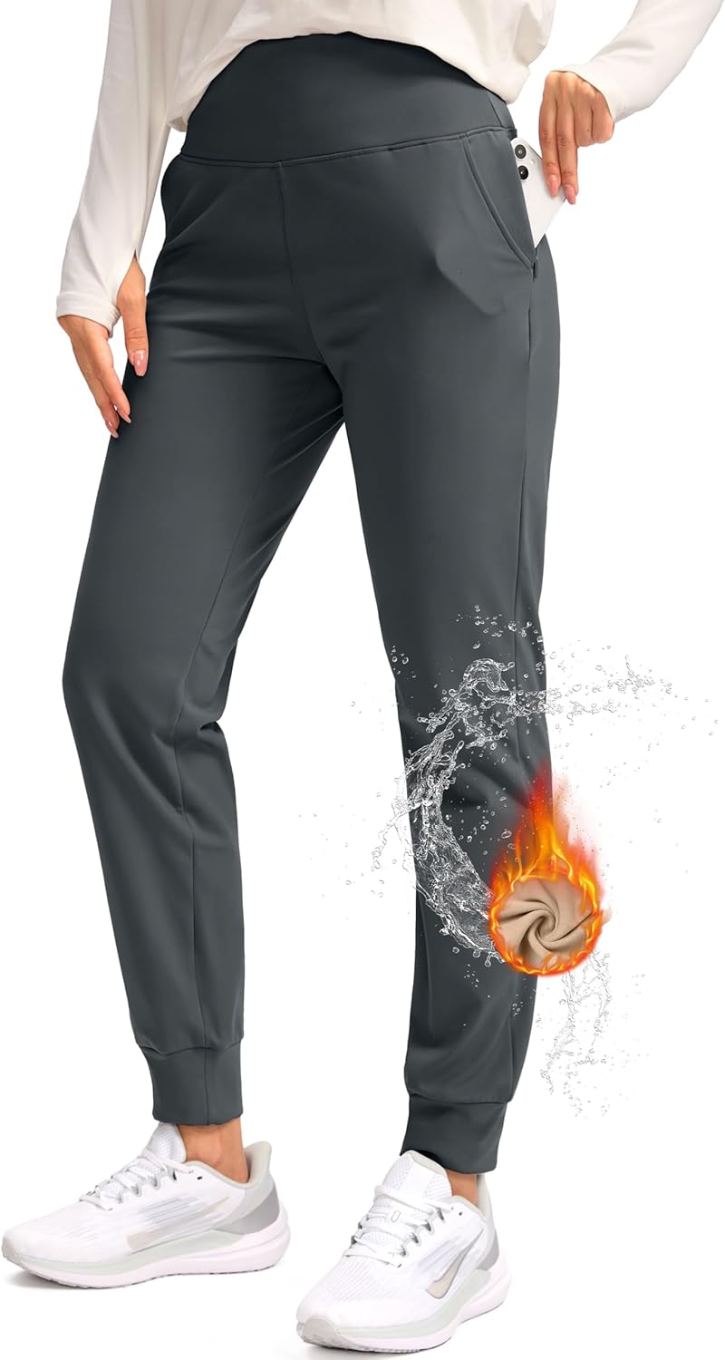 SANTINY Women's Water-Resistant Fleece-Lined Joggers: Stay Warm & Dry!