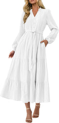 PRETTYGARDEN Womens Fall Maxi Dresses 2025 - Flowy Tiered Shirt Dress