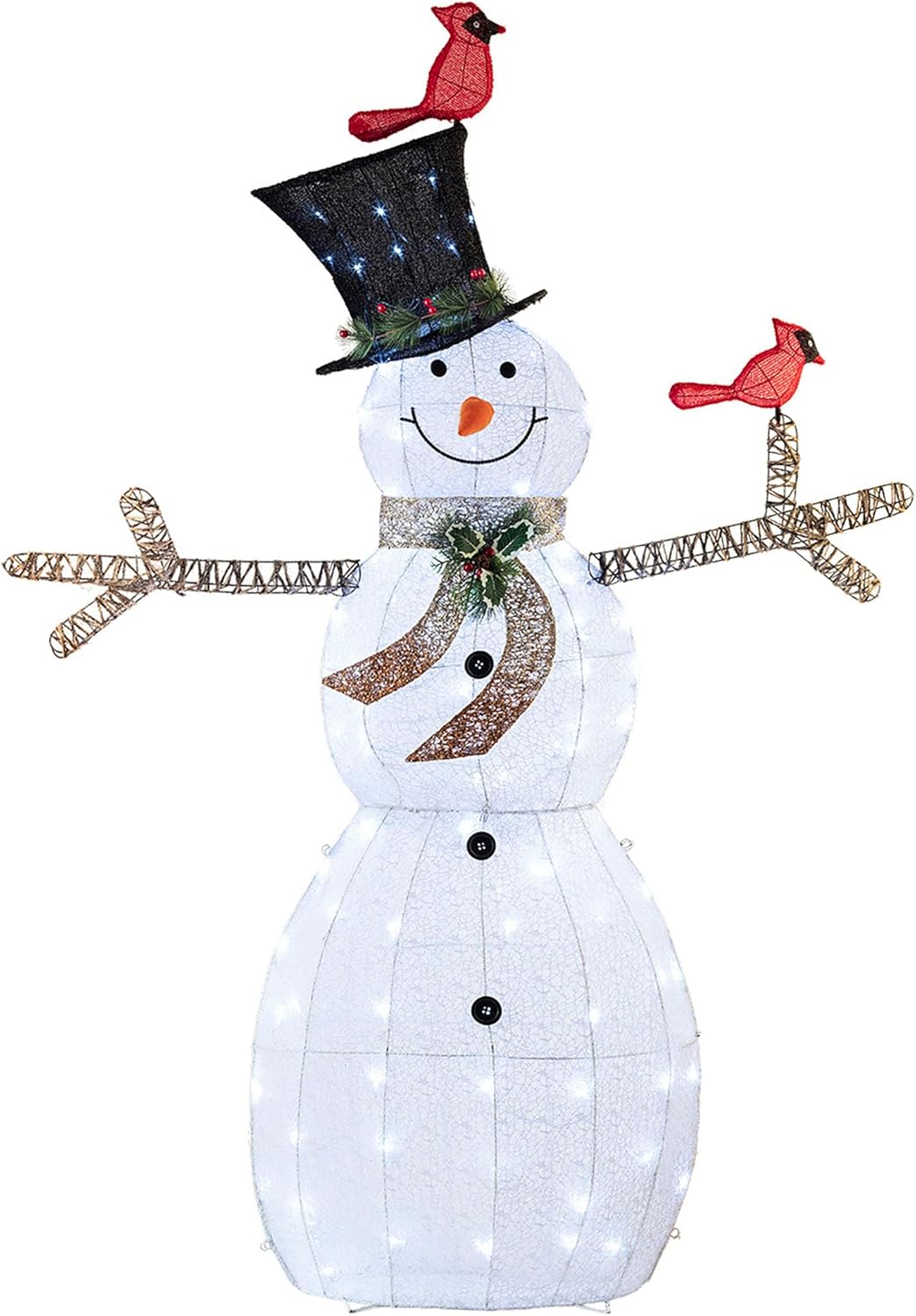 74 Inch Tall Outdoor Mesh Snowman Yard Decor with LED Lights