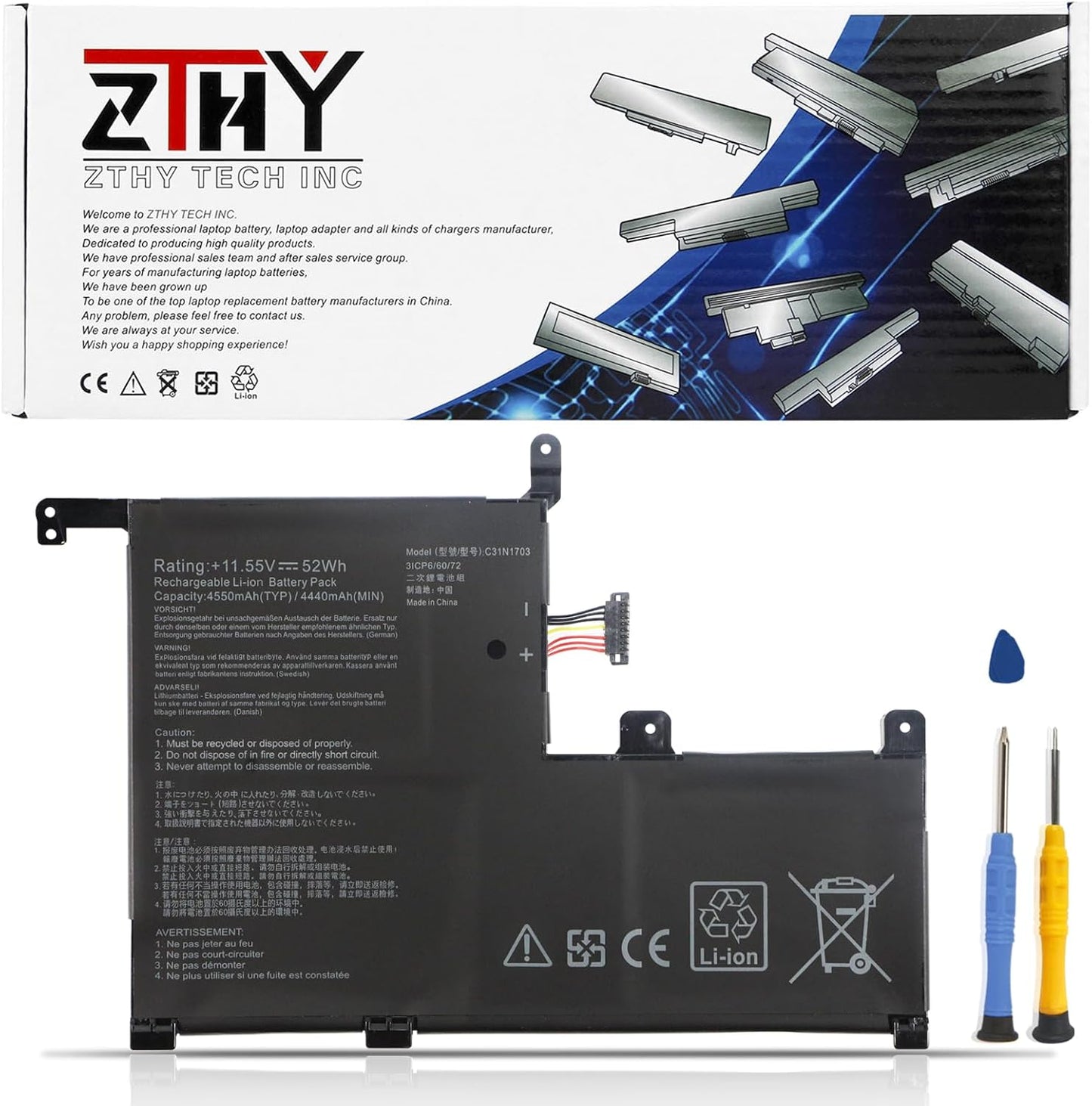ZTHY C31N1703 Laptop Battery for Asus Zenbook Flip Series