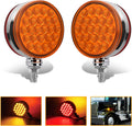 Round Double Face Fender Pedestal Light 48LED Amber Red - Truck
