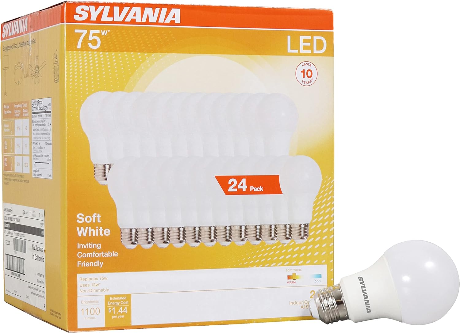 Sylvania LED Light Bulb 75W Equivalent A19 Efficient 12W