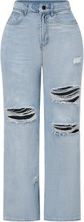 THUNDER STAR Womens High Waisted Wide Leg Jeans (Style 9563)