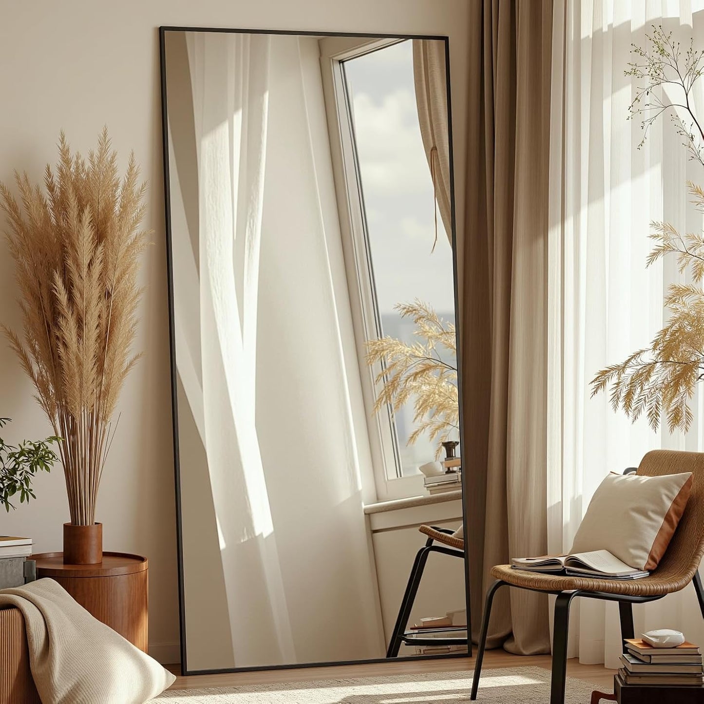 Full Length Mirror 71x32 Oversized Floor Standing Black Design