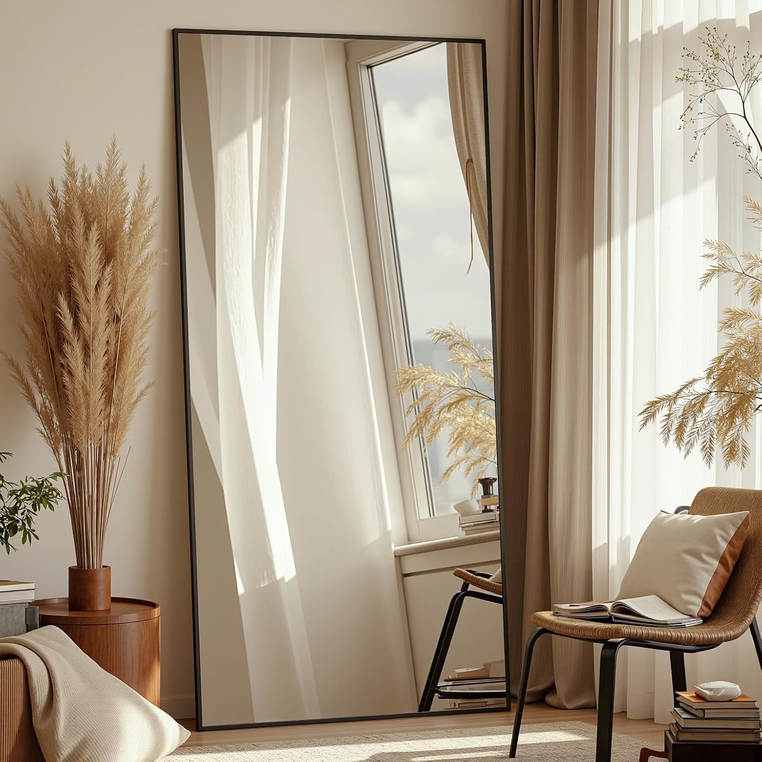 Full Length Mirror 71x32 Oversized Floor Standing Black Design