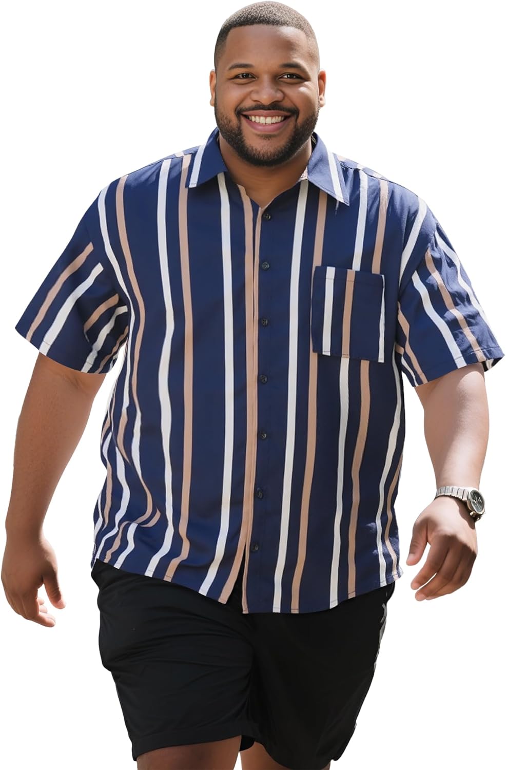 Button Down Shirt Men Big and Tall Short Sleeve Summer Style