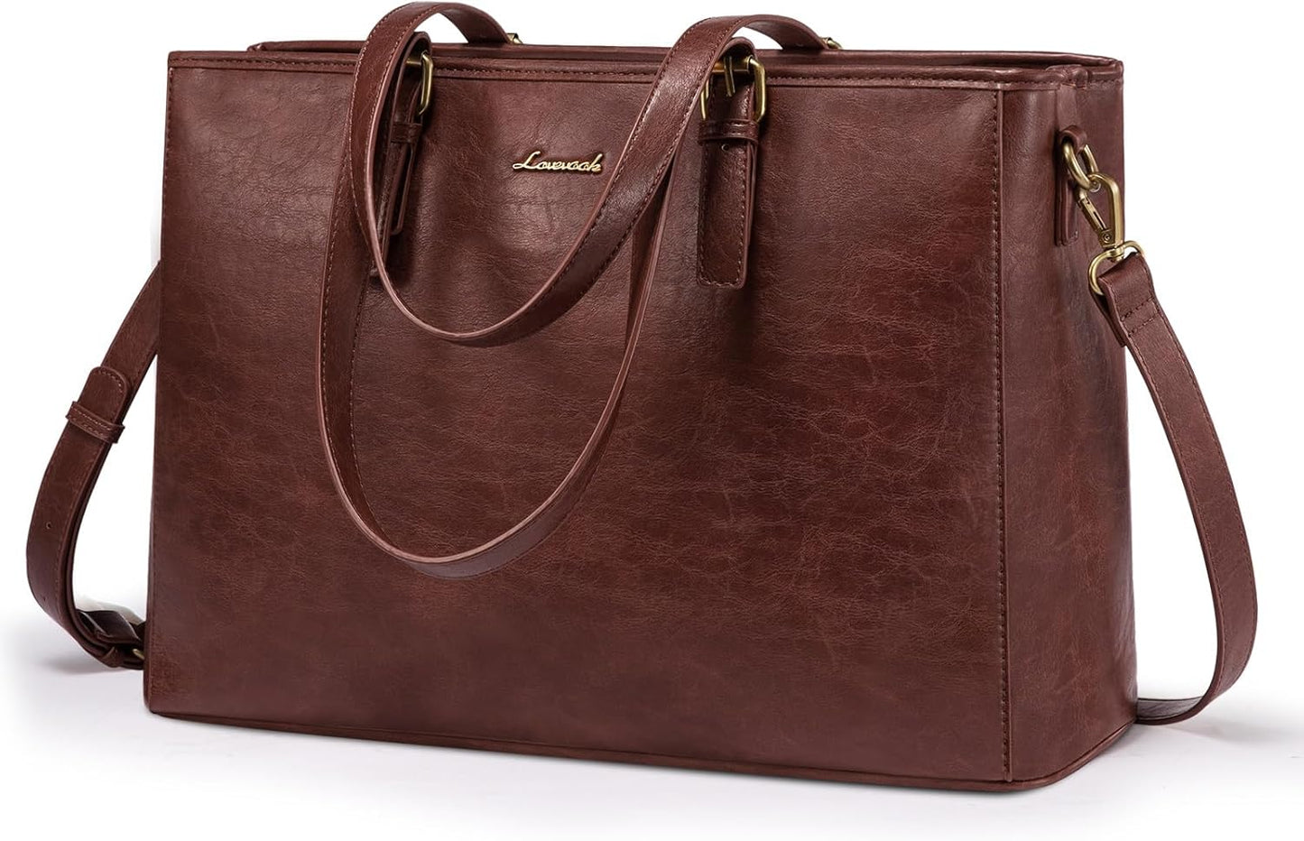 LOVEVOOK Laptop Bag for Women - Stylish Vegan Leather Briefcase