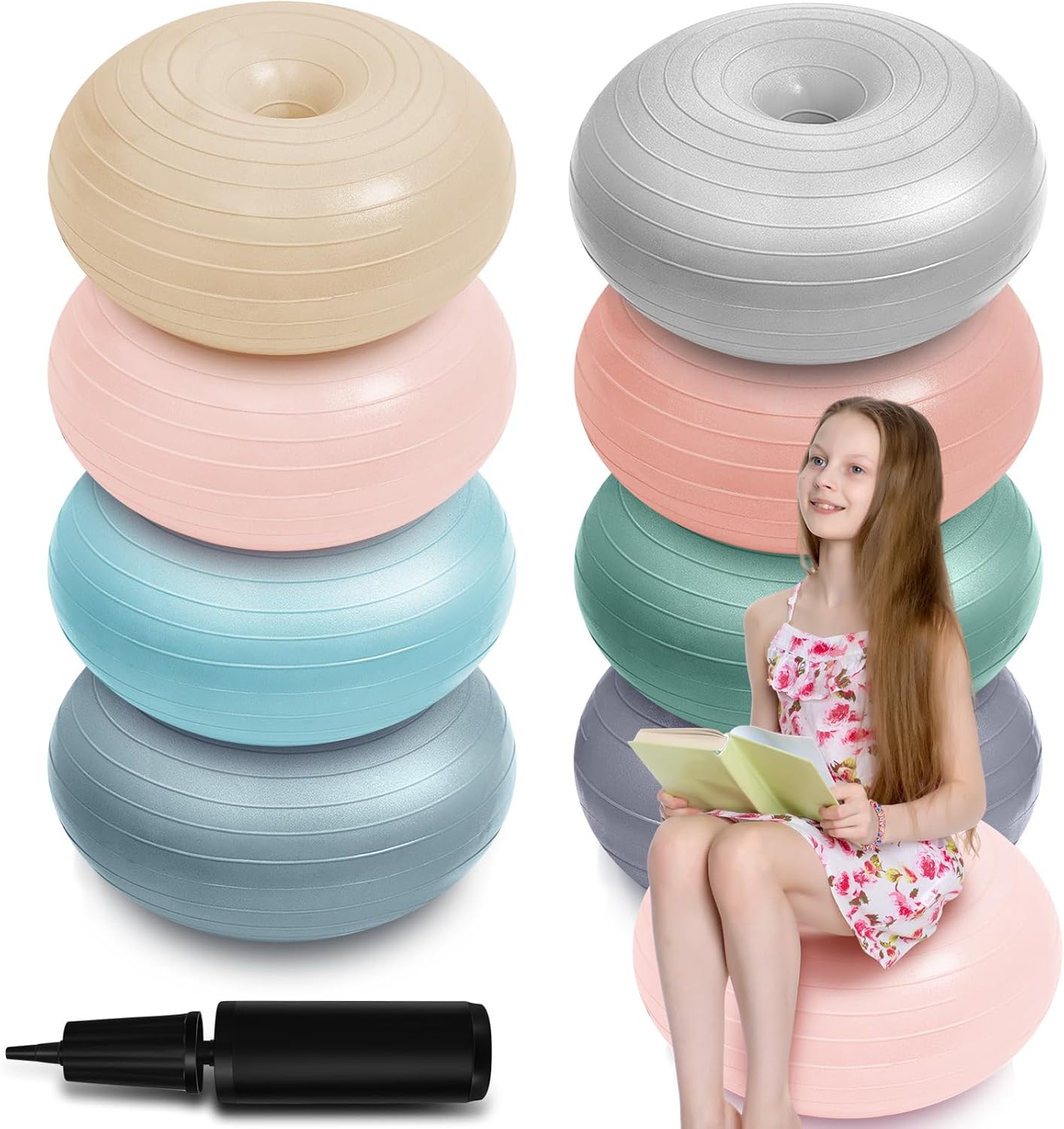 Lewtemi 8 Pcs Flexible Seating Yoga Ball Chair for Kids