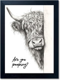 Funny Highland Cow Bathroom Wall Art for Rustic Farmhouse Decor