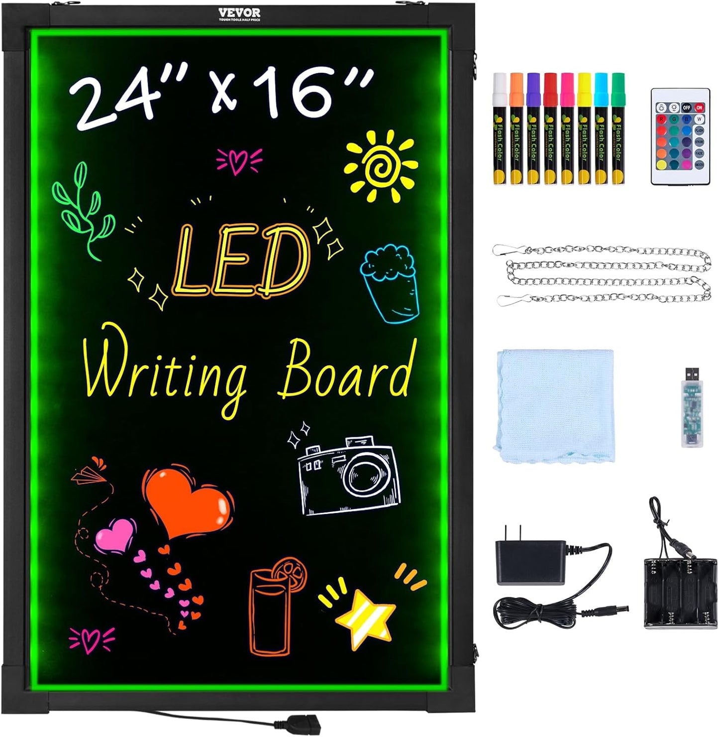 VEVOR LED Message Writing Board - Illuminated Erasable Sign
