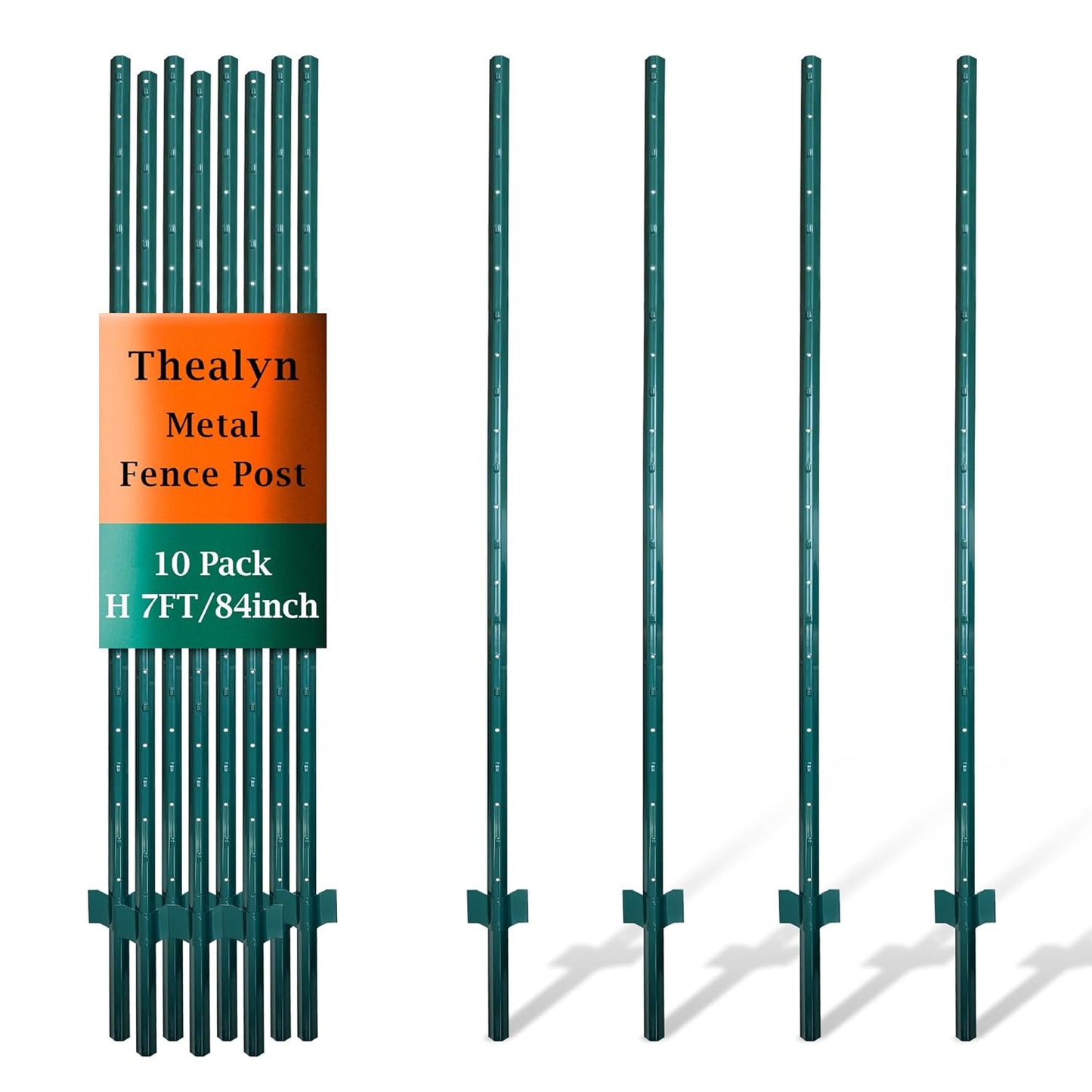 7ft Metal Fence Posts - Durable No Dig U-Post for Garden Use