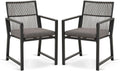 Aluminum Outdoor Patio Dining Chairs - Ergonomic Rope Back Set of 2
