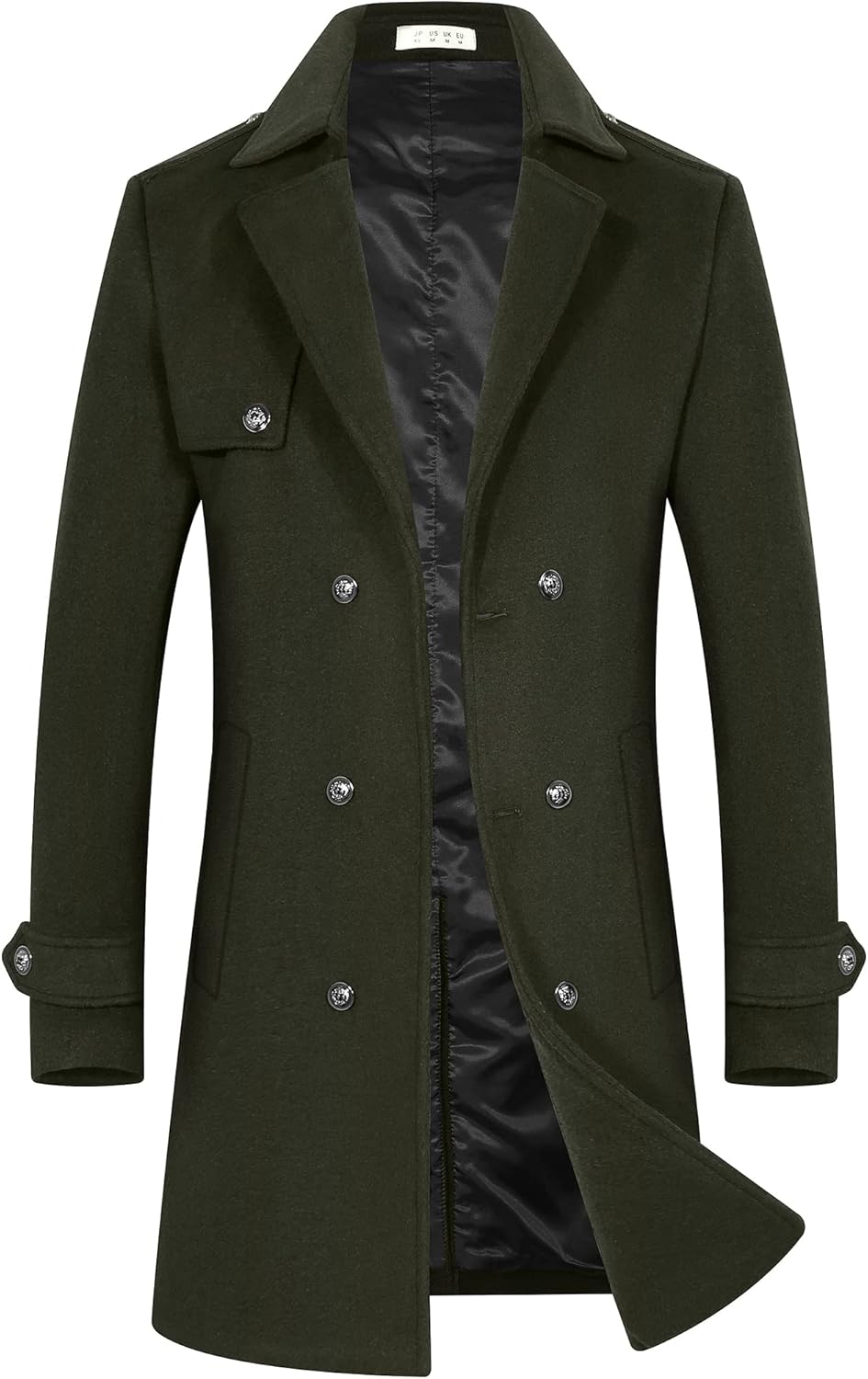 BOJIN Mens Trench Coat: Stylish Wool Blend Overcoat