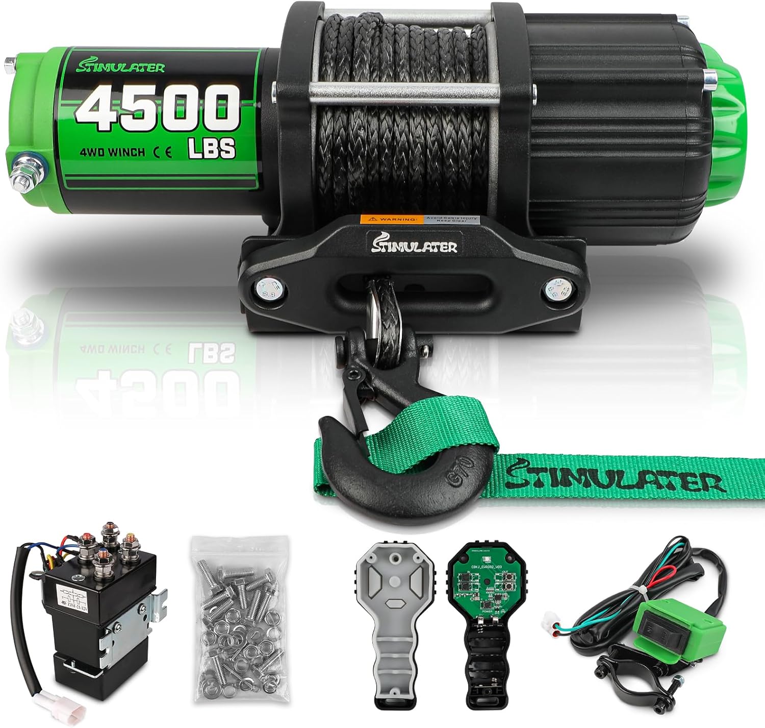 4500LB ATV Winch with Synthetic Rope and Wireless Remote Control