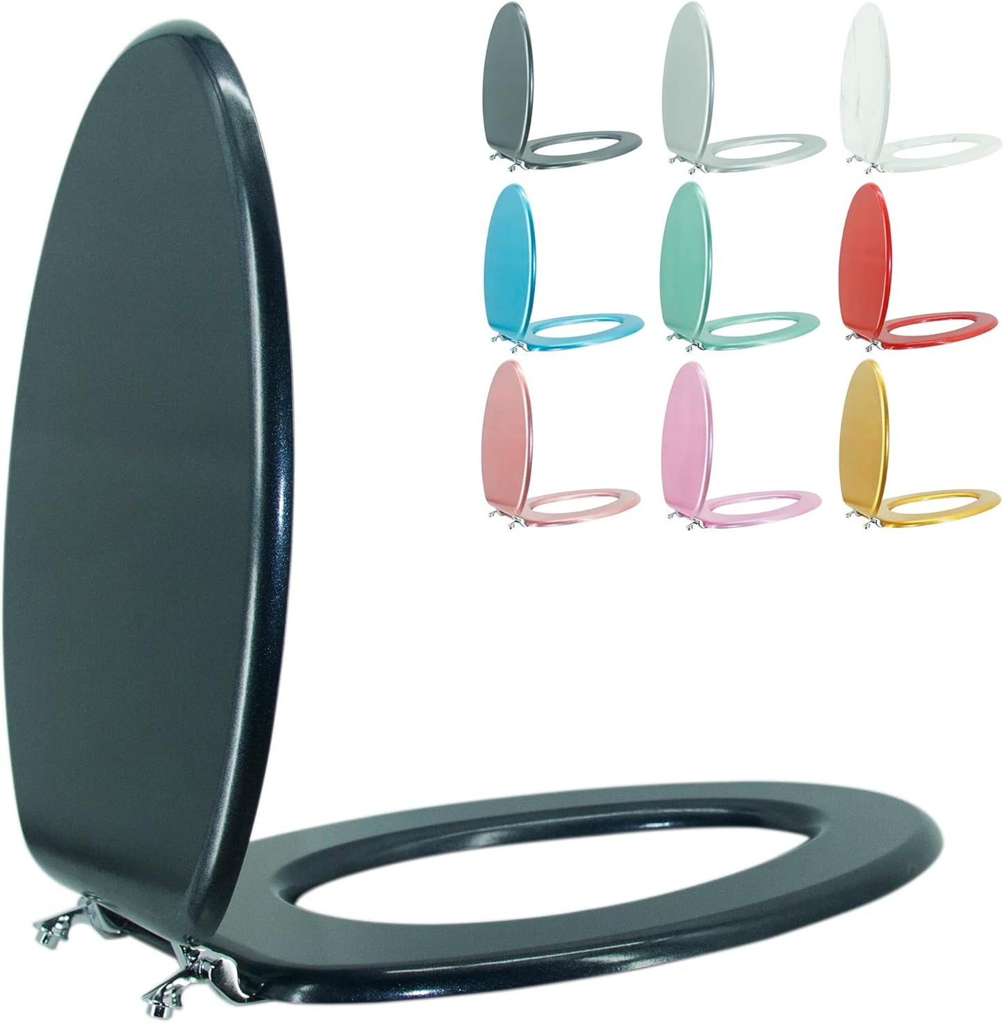 Elongated Toilet Seat Wood with Zinc Alloy Hinges for Comfort