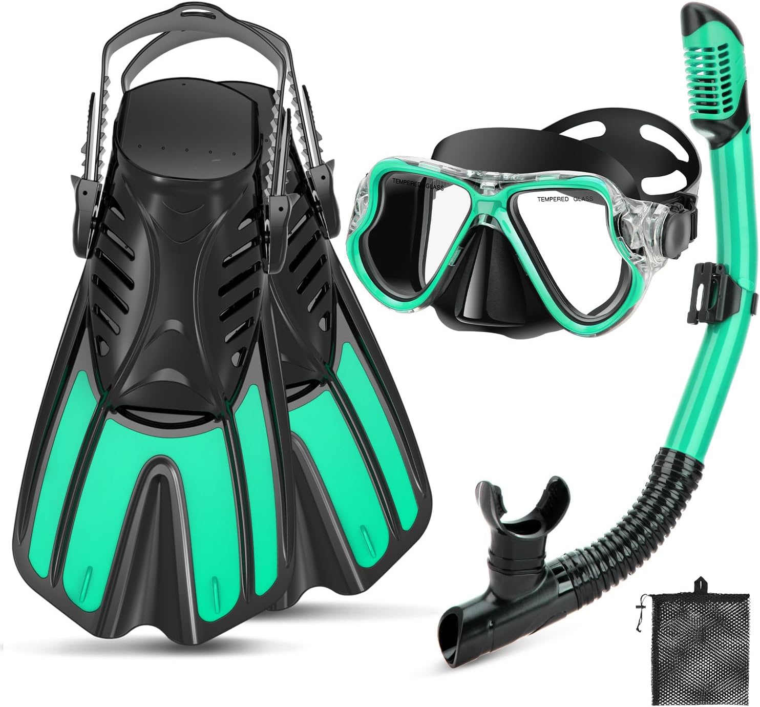 Snorkeling Gear for Adults - 4 in 1 Snorkel Set with Fins