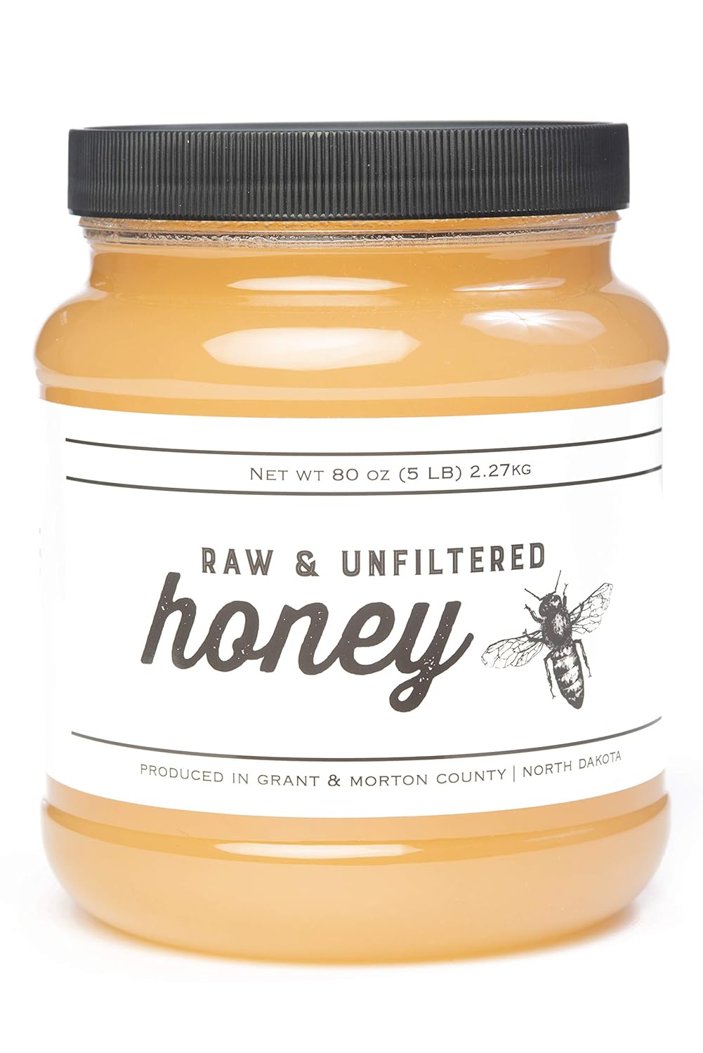 TJO Bees Raw and Unfiltered Honey - 5 LB Jar of Pure Goodness