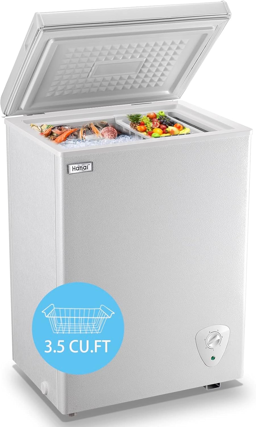Compact 3.5 Cu.Ft Chest Freezer with Adjustable Temperature Control