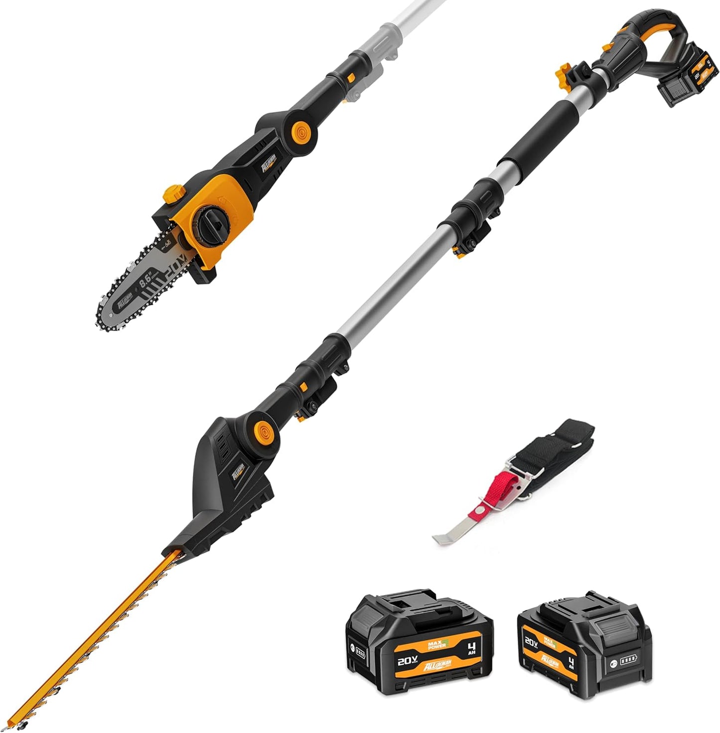 Alloyman 2-in-1 Telescopic Cordless Hedge Trimmer and Pole Saw